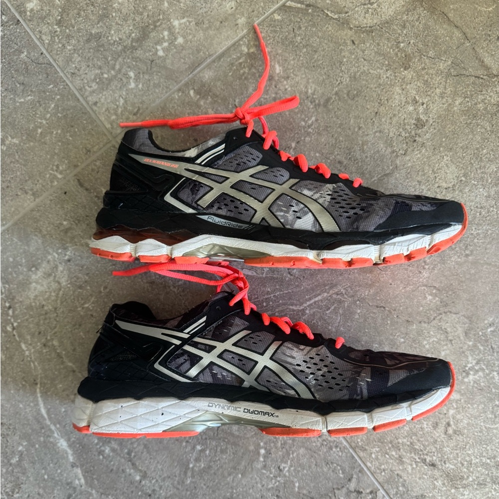 ASICS Women’s Black and Coral Pink Athletic Shoes Sneakers